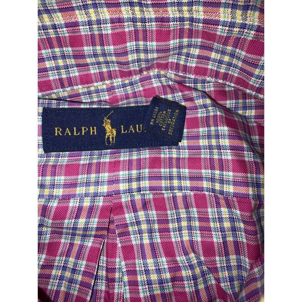 Polo Ralph Lauren Button Down Mens XXL 2XL Pink Plaid Long Sleeve